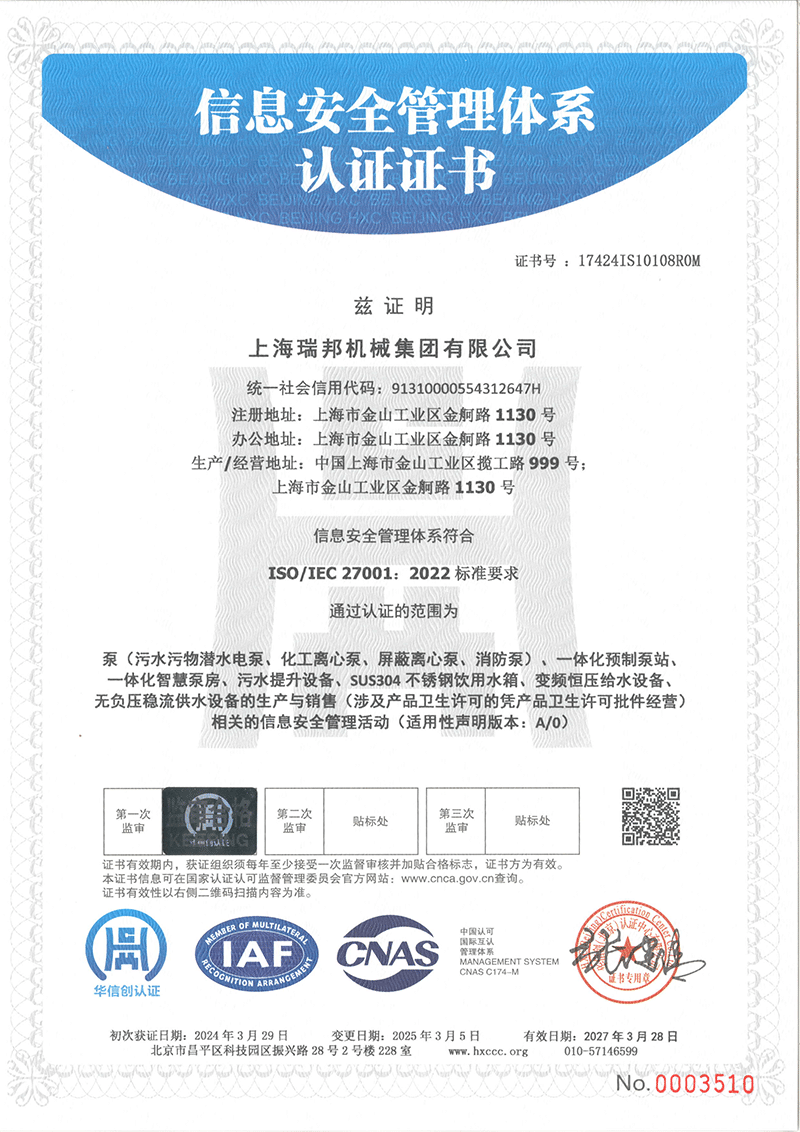 Shanghai Raybon Machinery Group Co., Ltd. OHSMS1  